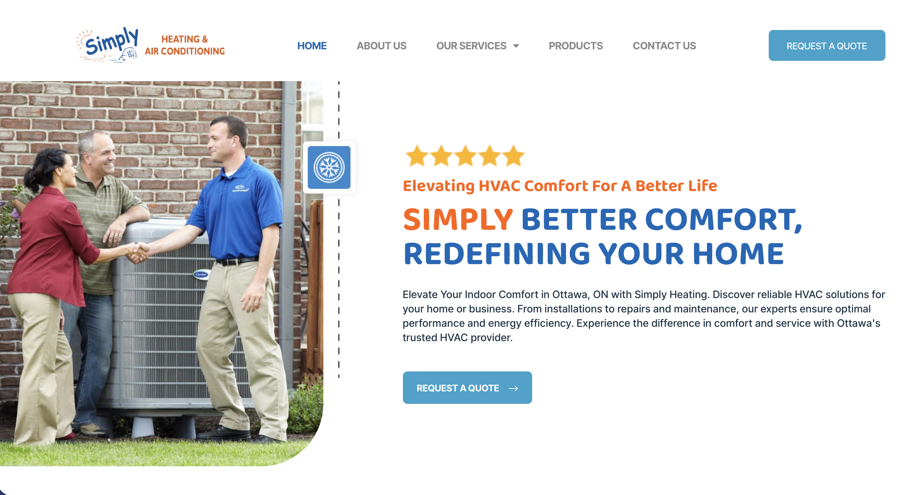 Simply Heating website screenshot